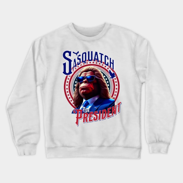 Sasquatch for President 2024 Election Crewneck Sweatshirt by Mind Your Tee